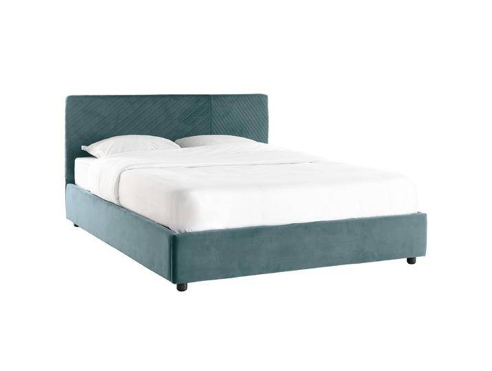 Boxspringbett mit Lattenrost und Kopfteil aus pfauenblauem Samt 160 x 200 cm RIGA von Miliboo