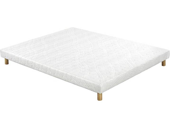 Boxspringbett weiß mit Holzfüßen 140 x 200 cm JAMI Boxspringbett weiß mit Holzfüßen 140 x 200 cm JAMI von Miliboo