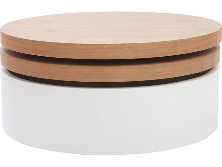 Couchtisch mit drehbaren Tischplatten und Staufläche Weiß und Holz ICON Couchtisch mit drehbaren Tischplatten und Staufläche Weiß und Holz ICON von Miliboo