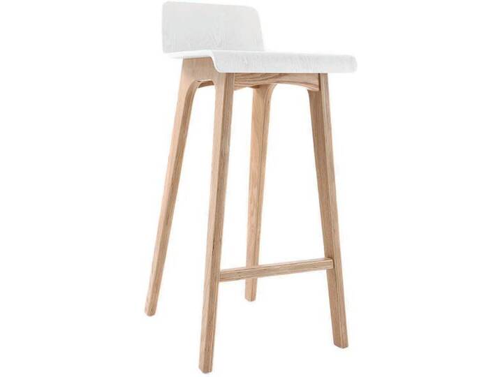 Design-Barhocker / -stuhl Holz naturfarben und Weiß skandinavisch BALTIK Design-Barhocker / -stuhl Holz naturfarben und Weiß skandinavisch BALTIK von Miliboo