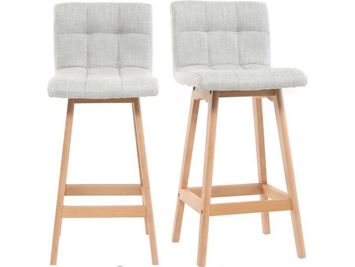 Design-Barhocker Holz und Perlgrau 65 cm 2 Stck. KLARIS von Miliboo