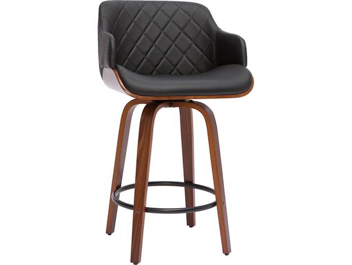 Design-Barhocker PANACH schwarz und dunkles Holz 65 cm LUCIEN von Miliboo