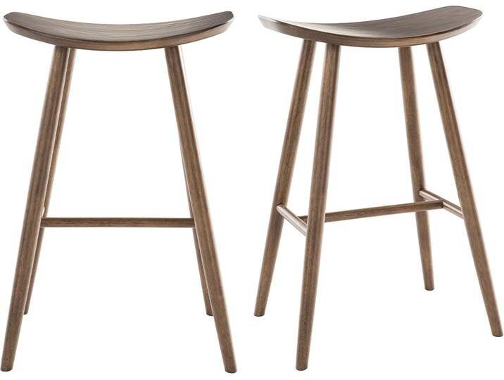 Design-Barhocker Walnuss H72 cm (2er-Set) DEMORY von Miliboo