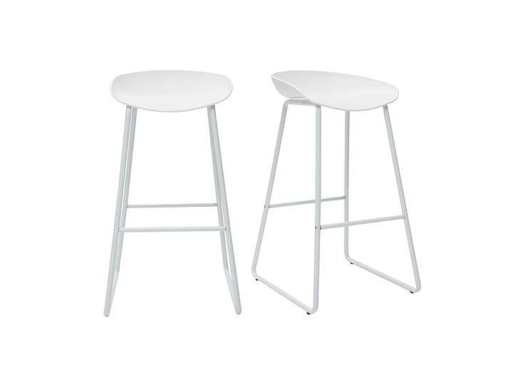 Design-Barhocker Weiß mit Metallbeinen (2 Stk.) PEBBLE von Miliboo