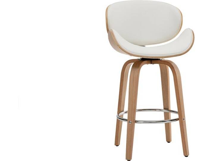 Design-Barhocker Weiß und helles Holz 65 cm WALNUT Design-Barhocker Weiß und helles Holz 65 cm WALNUT von Miliboo