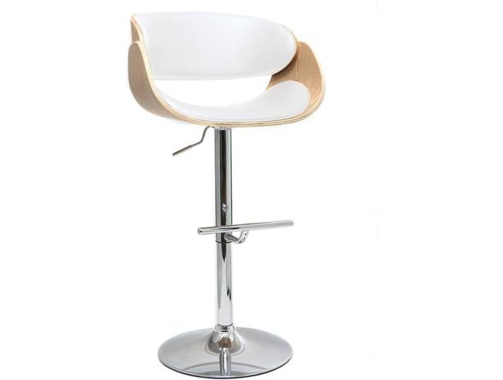 Design-Barhocker Weiß und helles Holz BENT Design-Barhocker Weiß und helles Holz BENT von Miliboo