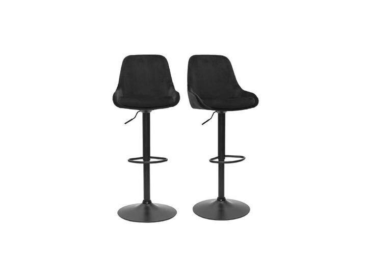 Design-Barhocker aus petrolblauem Samtstoff und schwarzem Metall 360° drehbar (2er-Set) HOLO von Miliboo