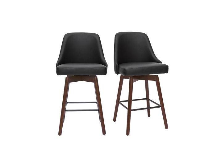 Design-Barhocker drehbar schwarz und dunkles Holz H65 cm (2er-Set) HASTA von Miliboo