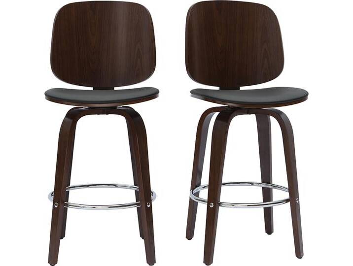 Design-Barhocker drehbar schwarz und dunkles Holz H66 cm (2er-Set) BECK von Miliboo