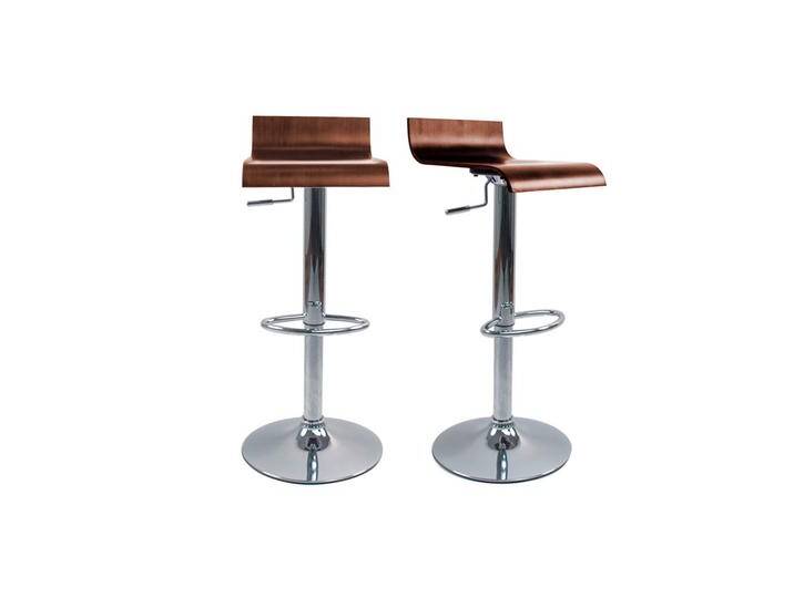 Design-Barhocker dunkles Holz mit Walnuss-Finish und verchromtes Metall (2er-Set) SURF V2 von Miliboo