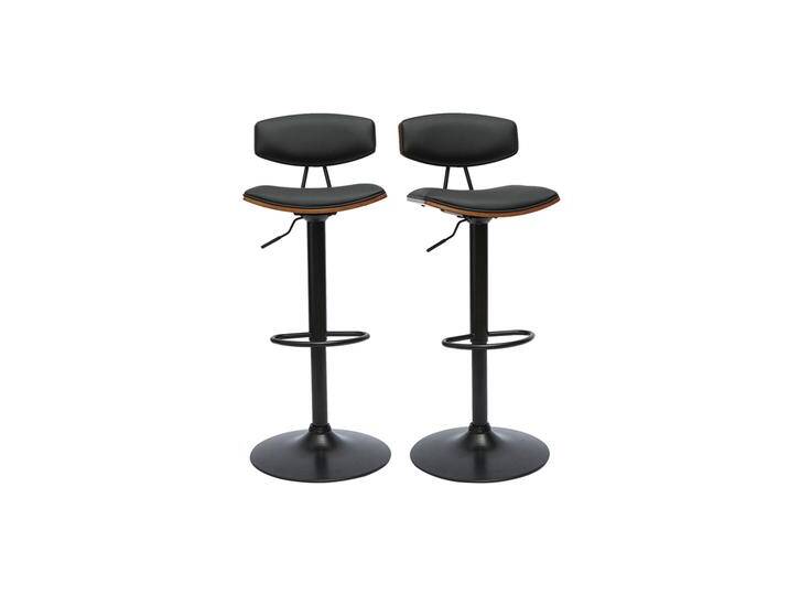 Design-Barhocker höhenverstellbar in Schwarz mit dunklem Holz (2er-Set) VASCO von Miliboo