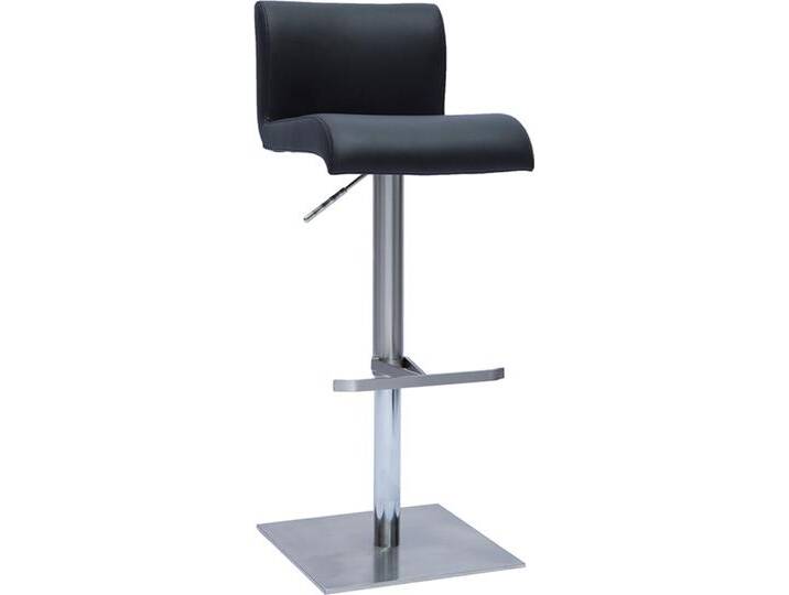 Design-Barhocker höhenverstellbar schwarz gebürsteter Edelstahl SHEINA von Miliboo