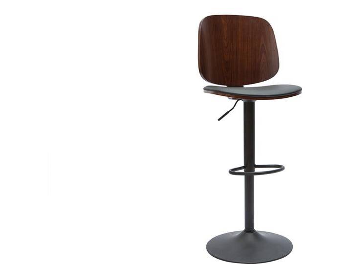 Design-Barhocker höhenverstellbar schwarz und dunkles Holz BECK von Miliboo