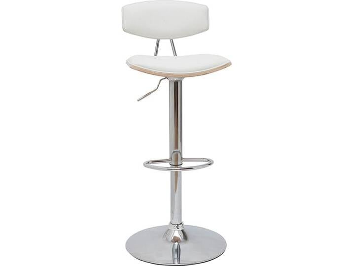 Design-Barhocker höhenverstellbar weiß und helles Holz VASCO von Miliboo