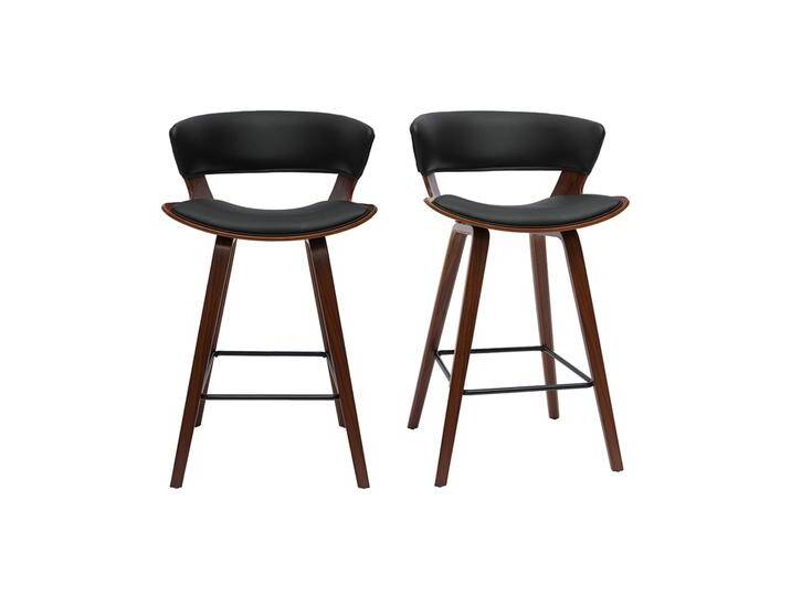 Design-Barhocker schwarz mit dunklem Holz H 65 cm (2er-Set) SYRAH von Miliboo