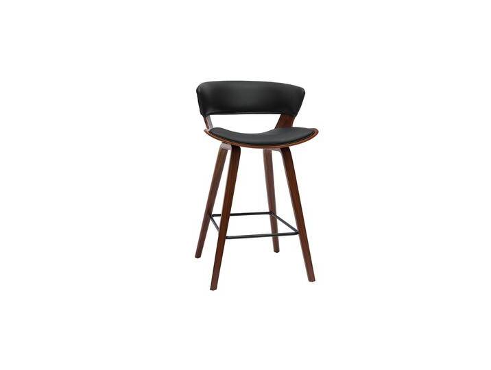 Design-Barhocker schwarz und dunkles Holz H 65 cm SYRAH von Miliboo