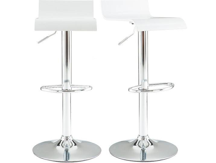 Design-Barhocker weißes Holz und verchromtes Metall (2er-Set) SURF V2 von Miliboo