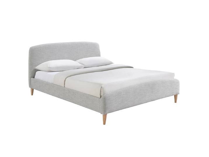 Design-Bett Stoff Grau und Holz 160 x 200 cm NIELS von Miliboo