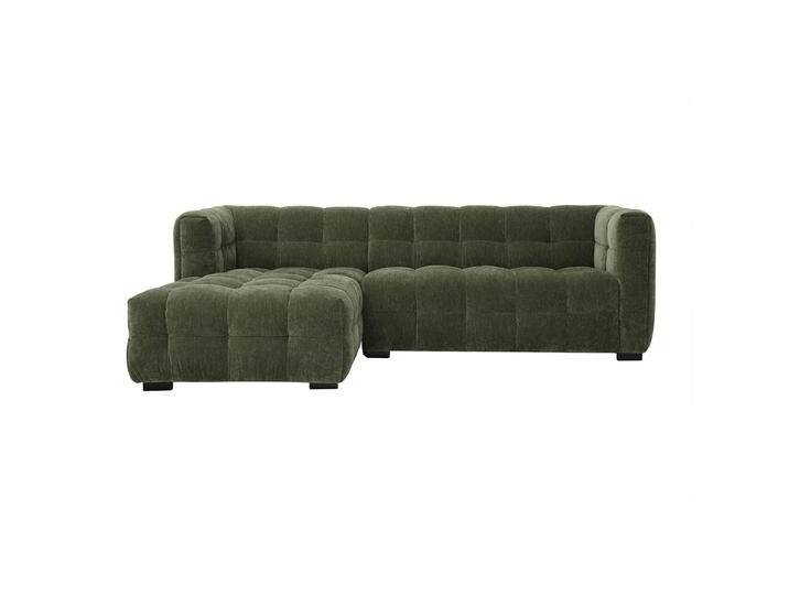 Design Ecksofa 3-Sitzer aus Samteffekt-Stoff in Khaki-Grün CORTO von Miliboo
