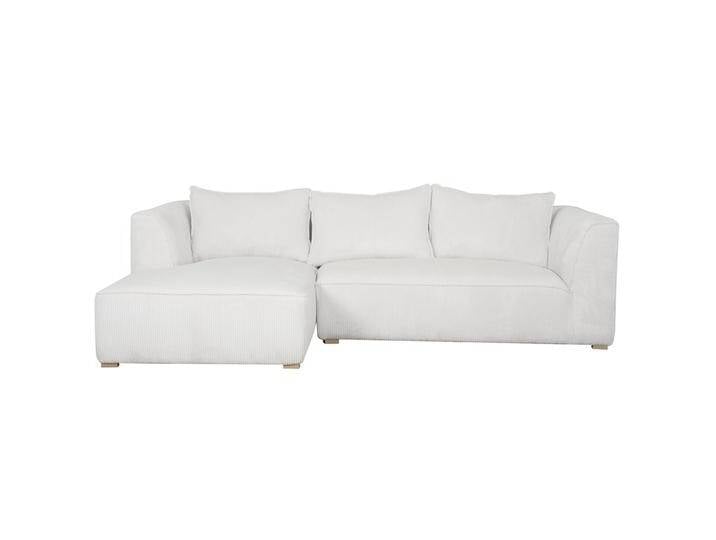 Design-Ecksofa linksseitig aus écrufarbenem Cordstoff mit Samteffekt 3-4 Sitzer PANAM von Miliboo