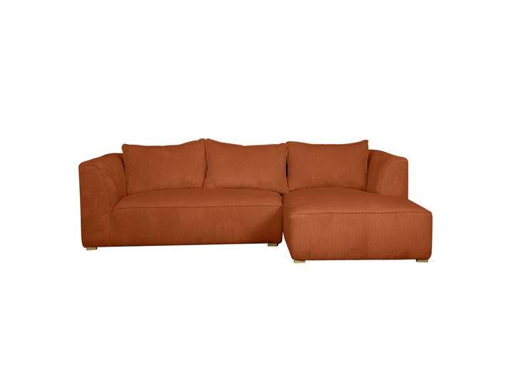 Design-Ecksofa rechtseitig aus écrufarbenem Cordstoff aus Samteffekt 3-4 Sitzer PANAM von Miliboo