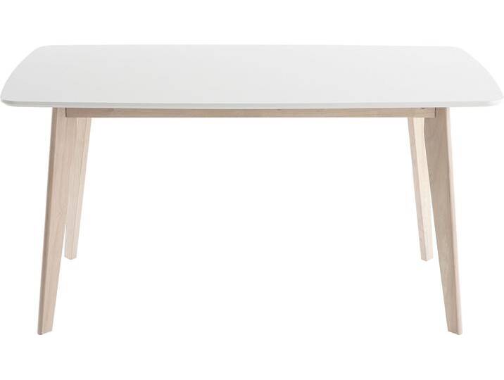 Design-Esstisch Weiß und helles Holz L150 LEENA von Miliboo