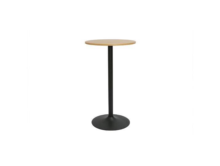 Design Hochbartisch aus hellem Eichenholz und schwarzem Metall CALISTA mit rundem Durchmesser von 60 cm von Miliboo