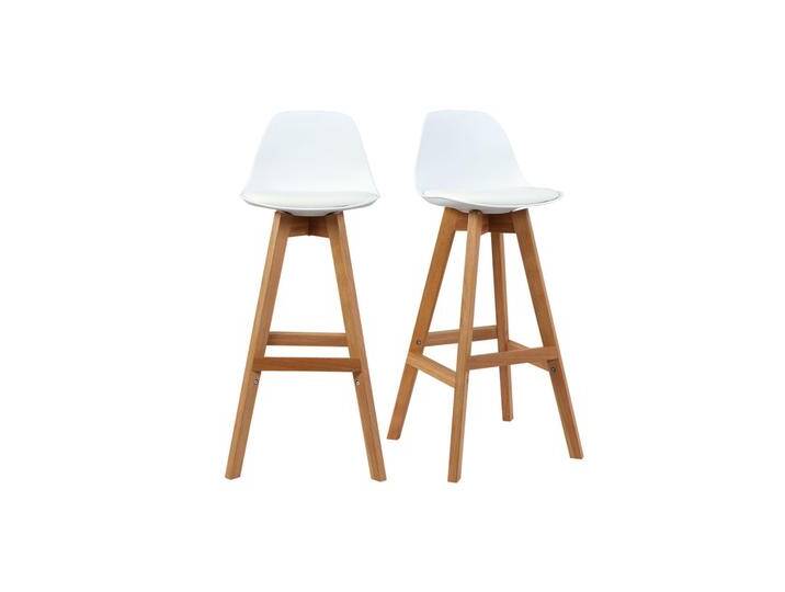 Design-Hocker Weiß und Holz 65 cm 2er-Set MINI PAULINE von Miliboo