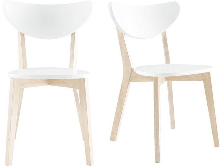 Design-Holzstuhl mit Weiß LEENA (2 Stck.) von Miliboo