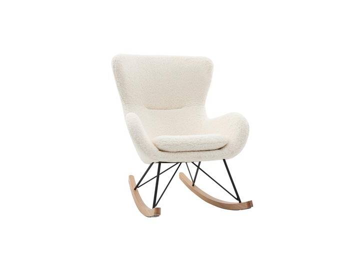 Design-Schaukelstuhl Lammfell-Optik weiß ESKUA Design-Schaukelstuhl Lammfell-Optik weiß ESKUA von Miliboo