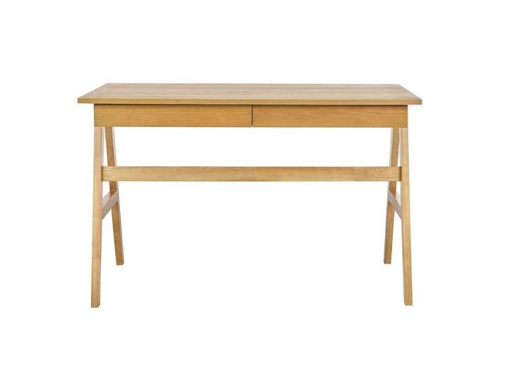 Design-Schreibtisch mit 2 Schubladen aus hellem Hevea-Holz L120 cm BROOK von Miliboo
