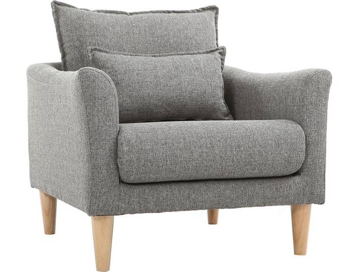 Design-Sessel Stoff Grau und Eiche KATE von Miliboo
