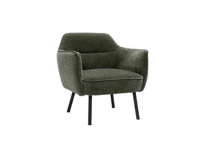 Design-Sessel in Khaki-grünem Samteffekt-Stoff und schwarzem Metall LAURENS von Miliboo