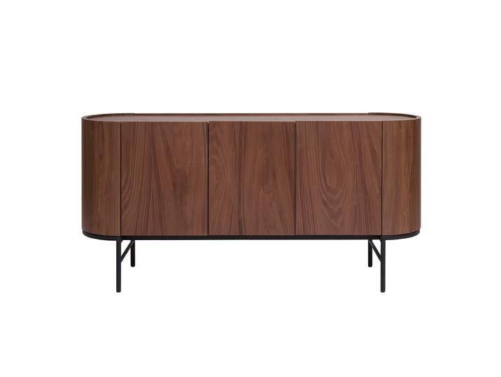 Design-Sideboard dunkles Walnussfurnier und schwarzes Metall 3 Türen B160 cm SKYE Design-Sideboard dunkles Walnussfurnier und schwarzes Metall 3 Türen B160 cm SKYE von Miliboo