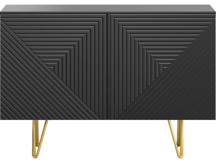 Design-Sideboard schwarz und goldfarbenes Metall 2-türig L107 cm OZEN von Miliboo