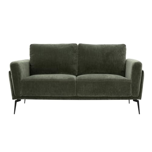 Design-Sofa, 2-Sitzer, Stoffbezug, Samt-Effekt, Khaki, Schwarz von Miliboo