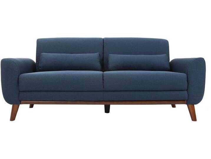 Design-Sofa 3 Plätze Stoff Blau Beine Nussbaum EKTOR von Miliboo
