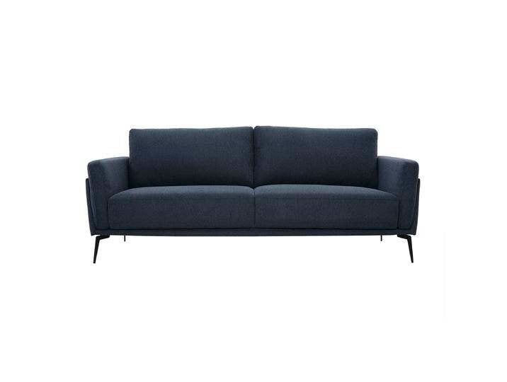 Design-Sofa mit 3 Plätzen aus dunkelblauem samtigem und strukturiertem Stoff und schwarzem Metall MOSCO von Miliboo