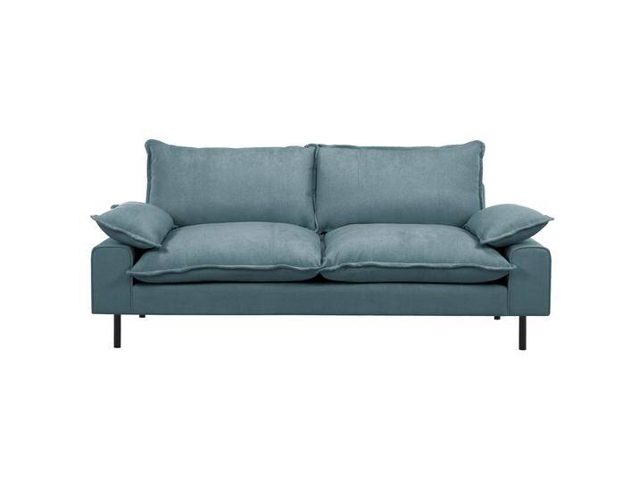 Design-Sofa mit blaugrauem Stoff im Samtdesign und schwarzem Metall 3-Sitzer DORY Design-Sofa mit blaugrauem Stoff im Samtdesign und schwarzem Metall 3-Sitzer DORY von Miliboo