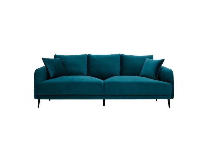 Design-Sofa mit petrolblauem Stoff im Samtdesign und schwarzem Metall 3-Sitzer JERRY von Miliboo