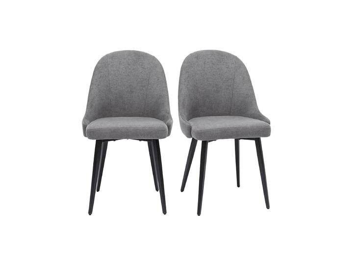 Design-Stühle Stoff mit Samteffekt in Grau und schwarze Metallfüße (2er-Set) REEZ von Miliboo