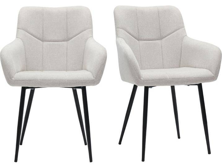 Design-Stühle Stoff mit strukturiertem Samteffekt in Beige und schwarze Metallfüße (2er-Set) MONTERO von Miliboo