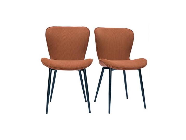 Design-Stühle aus Cordstoff in Terracotta und schwarzem Metall (2er-Set) ADDICT von Miliboo