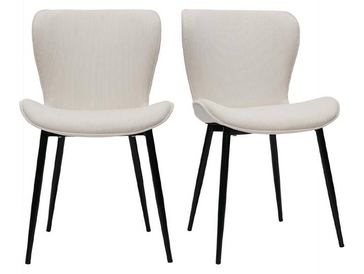 Design-Stühle aus beigem Cord mit Samteffekt und schwarzen Metallbeinen (2er-Set) ADDICT von Miliboo