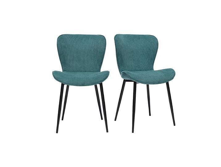 Design-Stühle aus blauem Samtstoff und schwarzem Metall (2er-Set) ADDICT von Miliboo