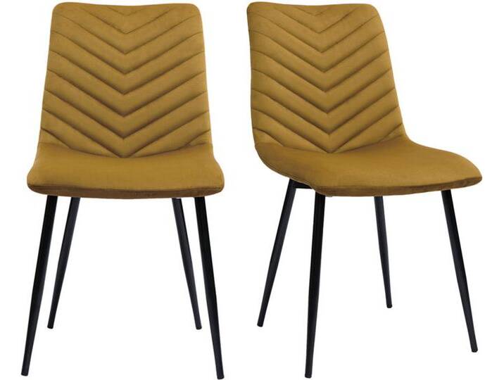Design-Stühle aus bronzefarbenem Samt und schwarzem Metall (2er-Set) PUMPKIN von Miliboo