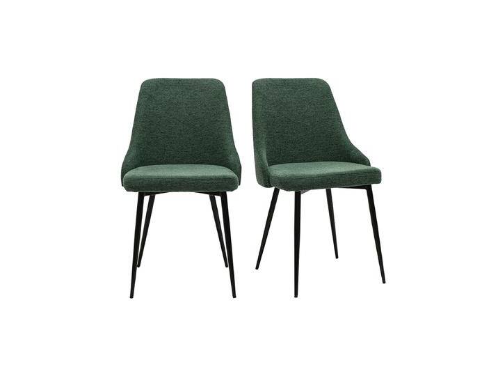 Design-Stühle aus dunkelgrünem strukturiertem Samteffektgewebe und schwarzem Metall (2er-Set) CULT von Miliboo