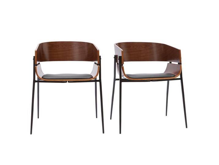 Design-Stühle aus dunklem Holz und schwarzem Metall (2er-Set) WESS von Miliboo