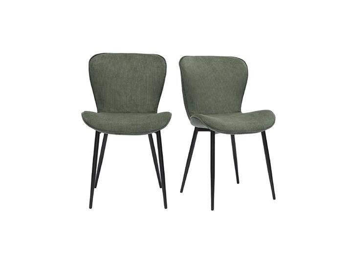 Design Stühle aus khakifarbenem Cordstoff und schwarzem Metall (2er-Set) ADDICT von Miliboo