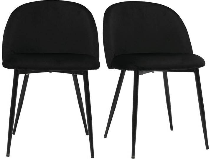Design-Stühle aus schwarzem Samt und schwarzem Metall (2er-Set) CELESTE von Miliboo